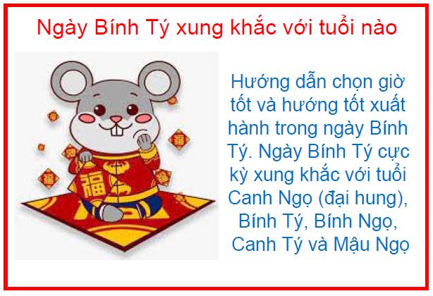 Ngày Bính Tý xung khắc với tuổi nào?